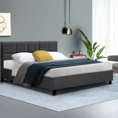 Artiss Tino Bed Frame Queen Size Charcoal Fabric-Bed Frames-PEROZ Accessories