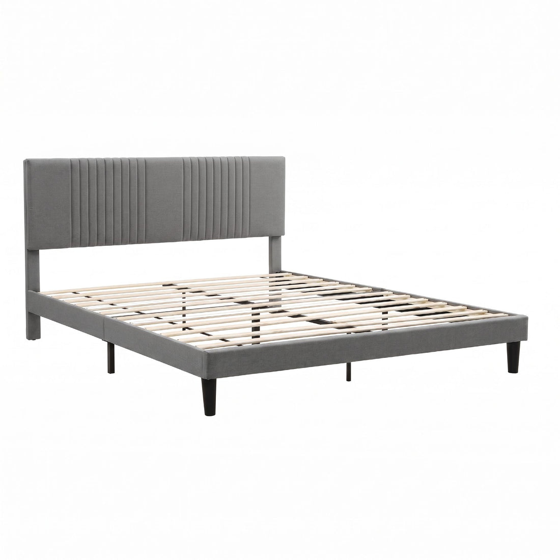Artiss King Bed Frame with Adjustable Headboard, Grey, 300kg Capacity-Furniture > Bedroom > Beds &amp; Bed Frames-PEROZ Accessories