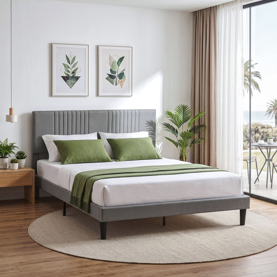 Artiss Queen Bed Frame with Adjustable Headboard, Grey, 300kg Capacity-Furniture > Bedroom > Beds &amp; Bed Frames-PEROZ Accessories