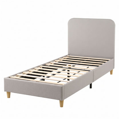Artiss King Single Bed Frame with Headboard, Faux Linen Fabric Grey-Furniture > Bedroom > Beds &amp; Bed Frames-PEROZ Accessories