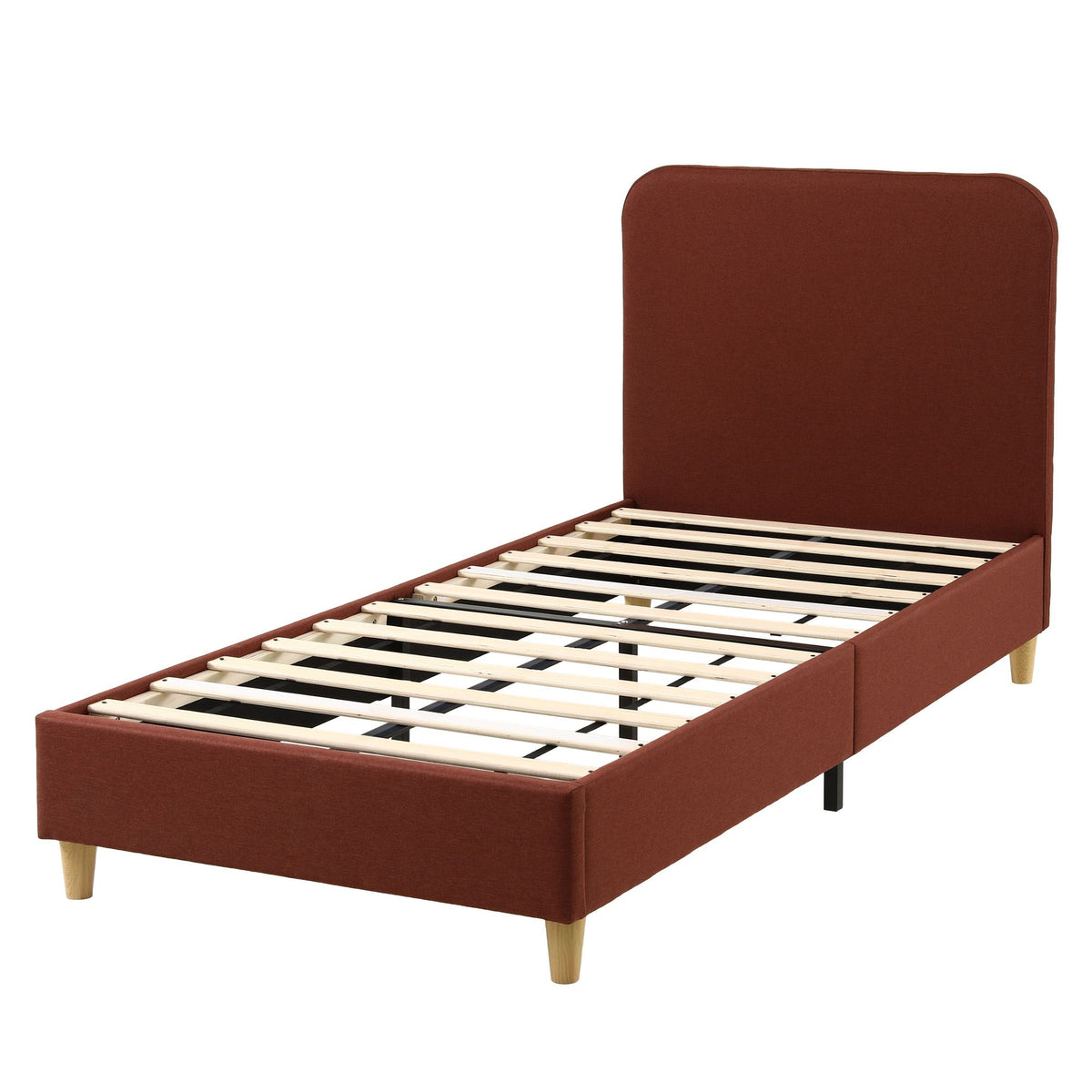 Artiss King Single Bed Frame with Headboard, Faux Linen Fabric Brown-Furniture > Bedroom > Beds &amp; Bed Frames-PEROZ Accessories