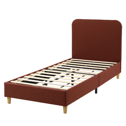 Artiss King Single Bed Frame with Headboard, Faux Linen Fabric Brown-Furniture > Bedroom > Beds &amp; Bed Frames-PEROZ Accessories