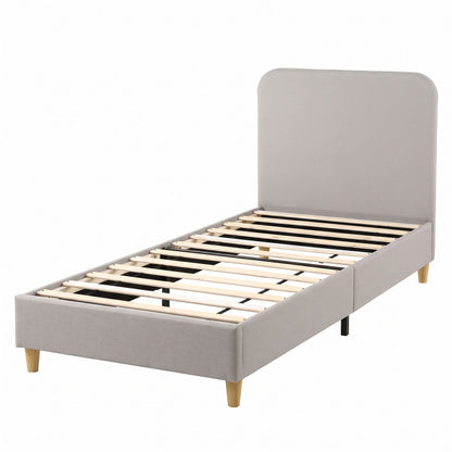 Artiss Single Bed Frame with Headboard, Faux Linen Fabric Grey-Furniture > Bedroom > Beds &amp; Bed Frames-PEROZ Accessories