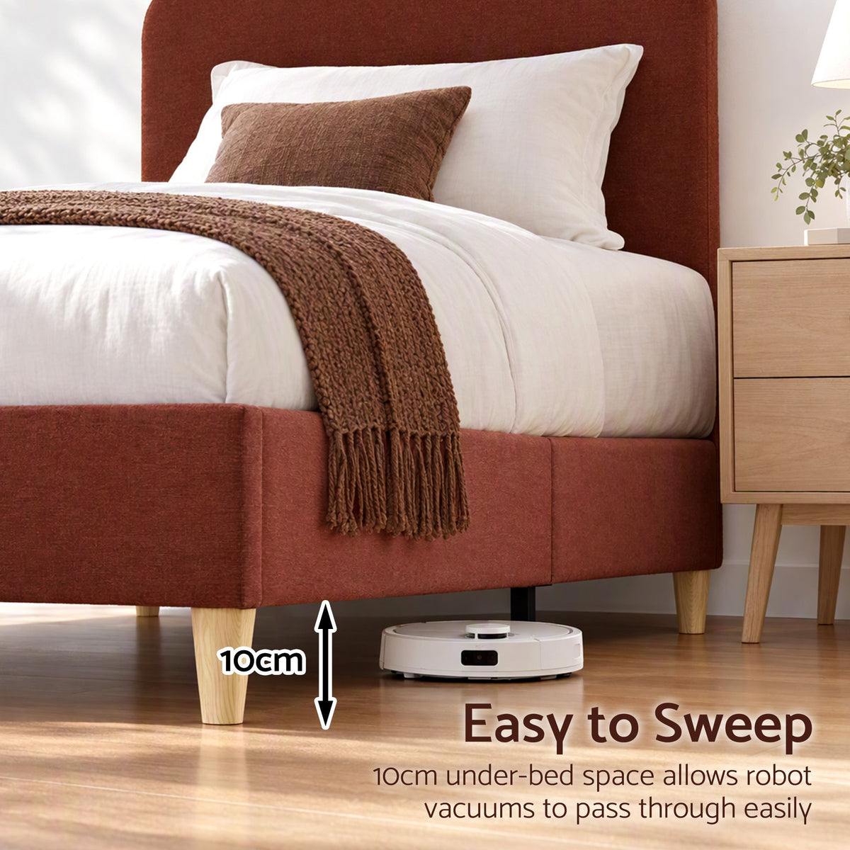 Artiss Single Bed Frame with Headboard, Faux Linen Fabric Brown-Furniture > Bedroom > Beds &amp; Bed Frames-PEROZ Accessories