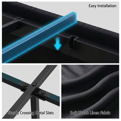 Artiss Double Bed Frame with Storage Drawers RGB Lights Charging Station Upholstered Fabric-Furniture > Bedroom > Beds &amp; Bed Frames-PEROZ Accessories