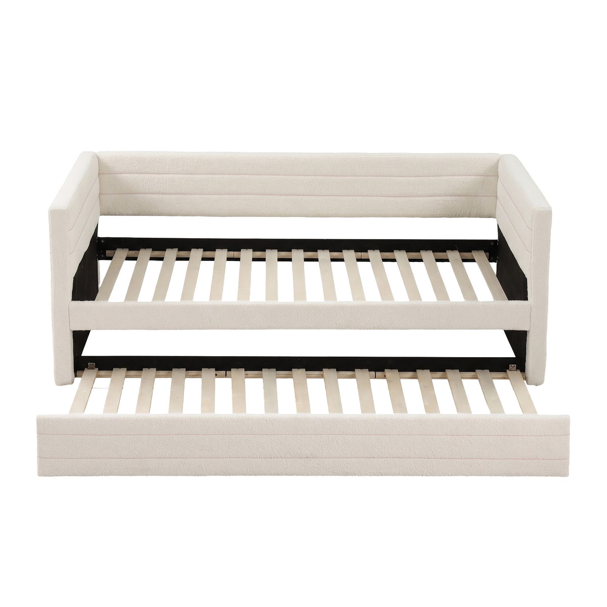 Artiss King Single Daybed with Trundle, Boucle Upholstered Bed Frame Guest Bed-Furniture > Bedroom > Beds &amp; Bed Frames-PEROZ Accessories