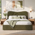 Artiss Double Bed Frame with Storage Drawer, Chenille Curved Headboard-Furniture > Bedroom > Beds & Bed Frames-PEROZ Accessories