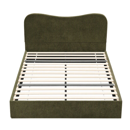 Artiss Double Bed Frame with Storage Drawer, Chenille Curved Headboard-Furniture > Bedroom > Beds &amp; Bed Frames-PEROZ Accessories