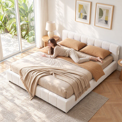 Artiss Double Bed Frame with Charging, LED Lights &amp; Tufted Headboard-Furniture > Bedroom > Beds &amp; Bed Frames-PEROZ Accessories
