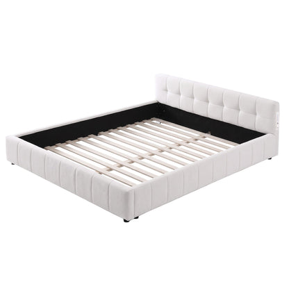 Artiss Queen Bed Frame with Charging, LED Lights &amp; Tufted Headboard-Furniture > Bedroom > Beds &amp; Bed Frames-PEROZ Accessories