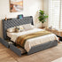 Artiss King Bed Frame with 4 Storage Drawers and Charging Station Tufted Wingback Headboard 300kg Loads Charcoal Grey-Furniture > Bedroom > Beds & Bed Frames-PEROZ Accessories