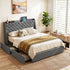 Artiss Queen Bed Frame with 4 Storage Drawers and Charging Station Tufted Wingback Headboard 300kg Loads Charcoal Grey-Furniture > Bedroom > Beds & Bed Frames-PEROZ Accessories