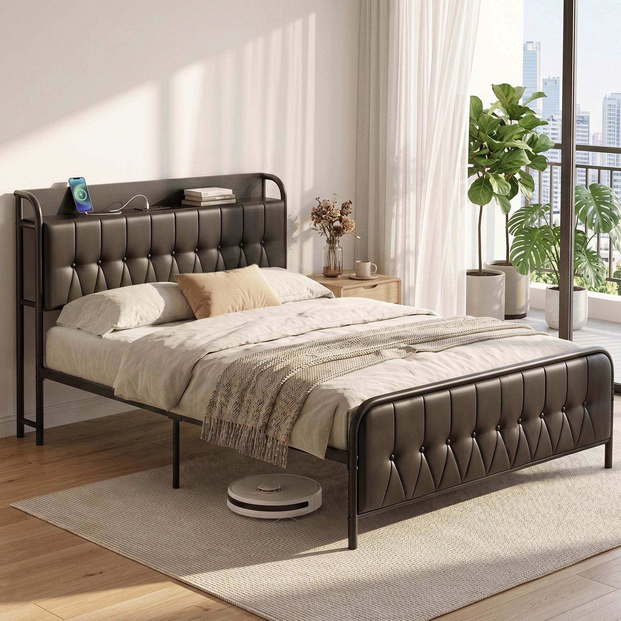 Artiss Double Bed Frame with Storage Headboard SAA Certified Charging Station-Furniture > Bedroom > Beds &amp; Bed Frames-PEROZ Accessories