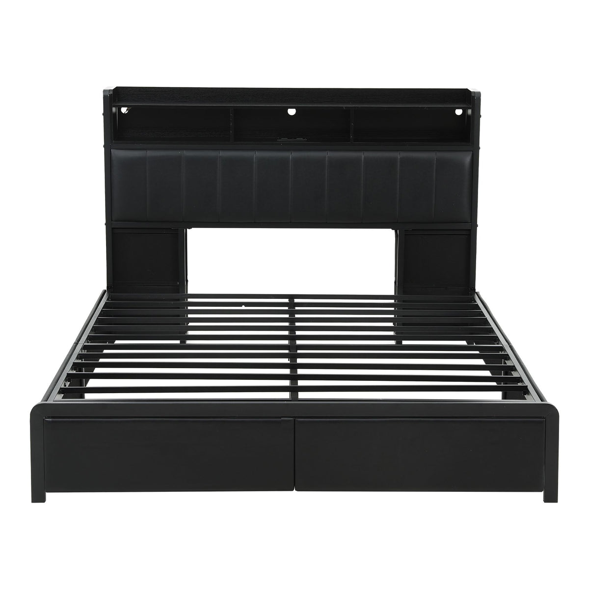 Artiss Queen Bed Frame with Storage Headboard, 2 Drawers, Charging Station&amp; LED Light-Furniture > Bedroom > Beds &amp; Bed Frames-PEROZ Accessories