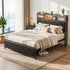 Artiss Double Bed Frame with LED Lights Storage Headboard 2 USB 2 AC Outlets Charging Station-Furniture > Bedroom > Beds & Bed Frames-PEROZ Accessories