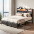 Artiss King Bed Frame with LED Lights and Storage Headboard Charging Station-Furniture > Bedroom > Beds & Bed Frames-PEROZ Accessories