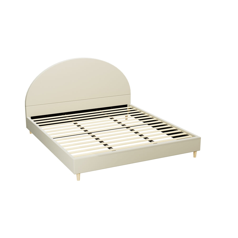 Artiss Bed Frame King Size Bed Base w Arched Headboard Velvet Fabric Cream-Furniture &gt; Bedroom-PEROZ Accessories