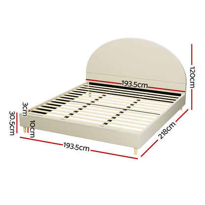 Artiss Bed Frame King Size Bed Base w Arched Headboard Velvet Fabric Cream-Furniture &gt; Bedroom-PEROZ Accessories