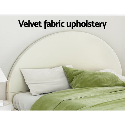 Artiss Bed Frame King Size Bed Base w Arched Headboard Velvet Fabric Cream-Furniture &gt; Bedroom-PEROZ Accessories