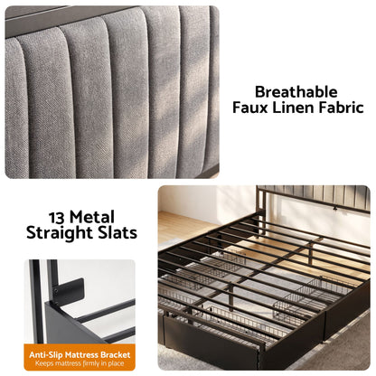 Artiss King Bed Frame with Storage, 4 Drawers and Charging Station