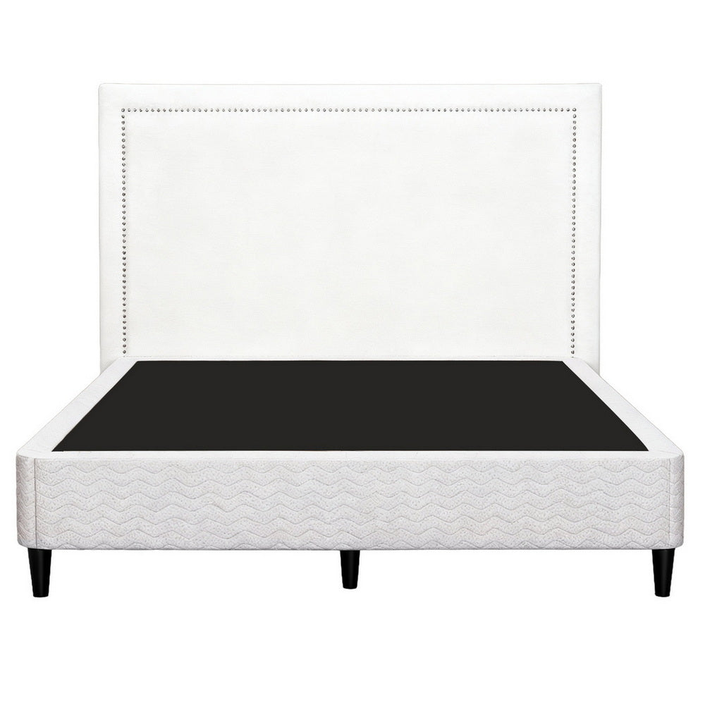 Artiss Queen Bed Frame with Headboard Platform Bed Base Grey Beige Fabric Metal-Furniture > Bedroom > Beds &amp; Bed Frames-PEROZ Accessories