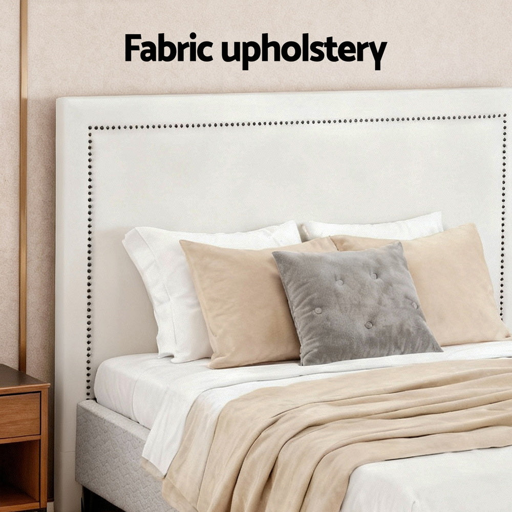 Artiss Queen Bed Frame with Headboard Platform Bed Base Grey Beige Fabric Metal-Furniture > Bedroom > Beds &amp; Bed Frames-PEROZ Accessories
