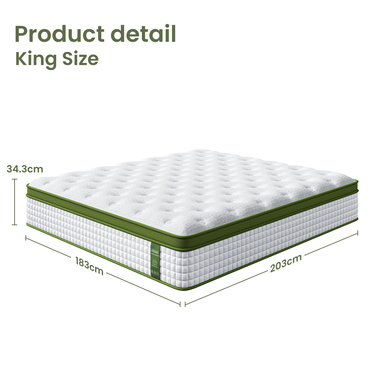 Artiss BedStory King Bed Frame with Mattress Set Platform Base Pocket Coil Linen Upholstered-Furniture > Bedroom > Beds &amp; Bed Frames-PEROZ Accessories