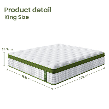 Artiss BedStory King Bed Frame with Mattress Set Platform Base Pocket Coil Linen Upholstered-Furniture > Bedroom > Beds &amp; Bed Frames-PEROZ Accessories