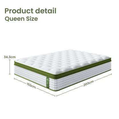 Artiss BedStory Queen Bed Frame with Mattress Set Platform Base Pocket Coil Linen Upholstered-Furniture > Bedroom > Beds &amp; Bed Frames-PEROZ Accessories
