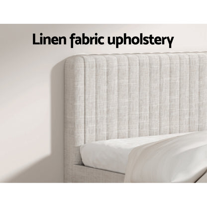 Artiss BedStory Queen Bed Frame with Mattress Set Platform Base Pocket Coil Linen Upholstered-Furniture > Bedroom > Beds &amp; Bed Frames-PEROZ Accessories