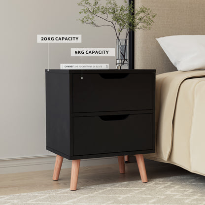 Artiss Double Bed Frame and Bedside Table Set Boucle Beige with Headboard Black Nightstand-Furniture > Bedroom > Beds &amp; Bed Frames-PEROZ Accessories