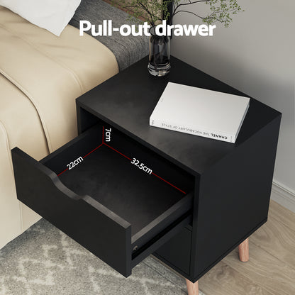 Artiss Double Bed Frame and Bedside Table Set Boucle Beige with Headboard Black Nightstand-Furniture > Bedroom > Beds &amp; Bed Frames-PEROZ Accessories