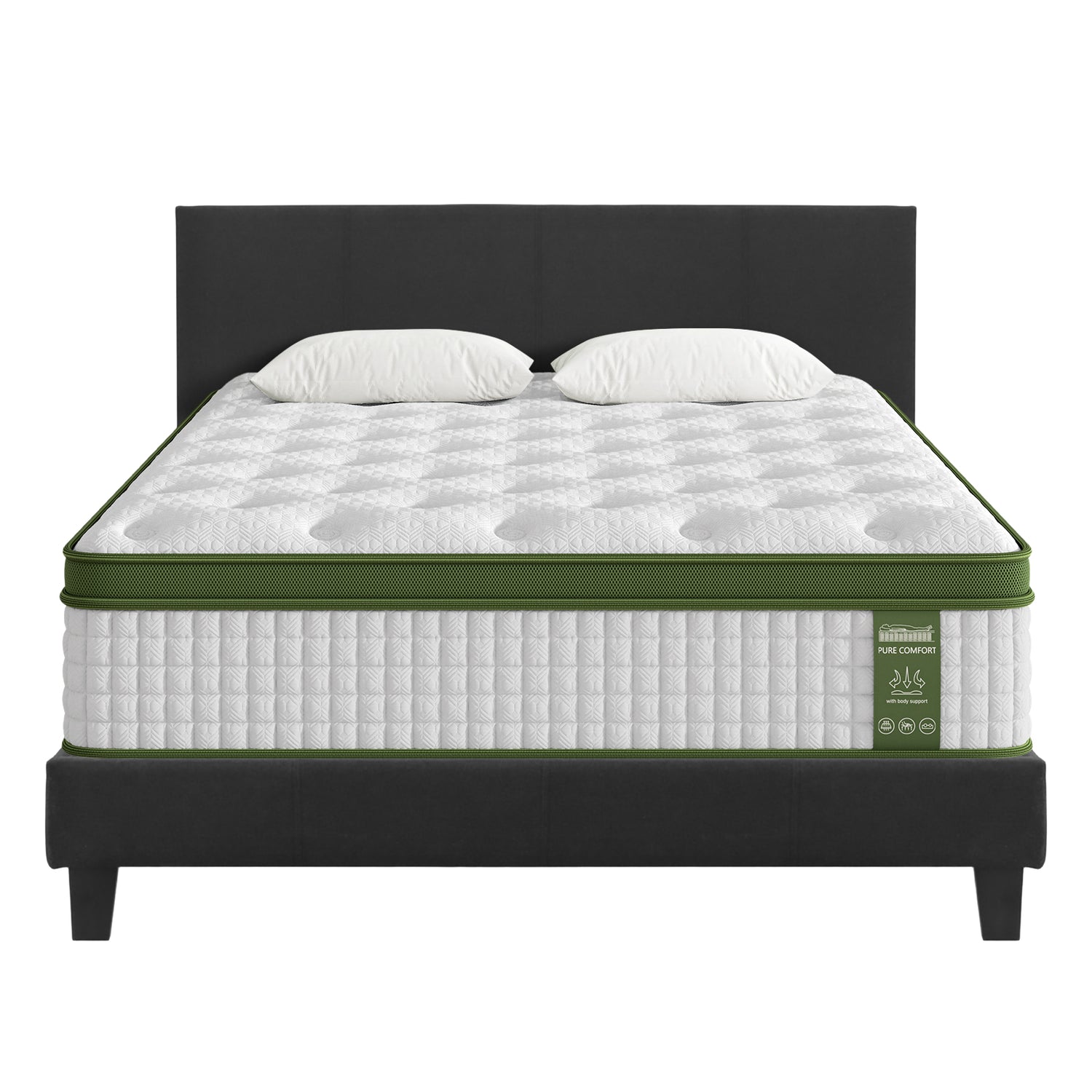 Artiss BedStory Double Bed Frame Mattress Set Platform Upholstered Hybrid Pocket Coil-Furniture > Bedroom > Beds &amp; Bed Frames-PEROZ Accessories