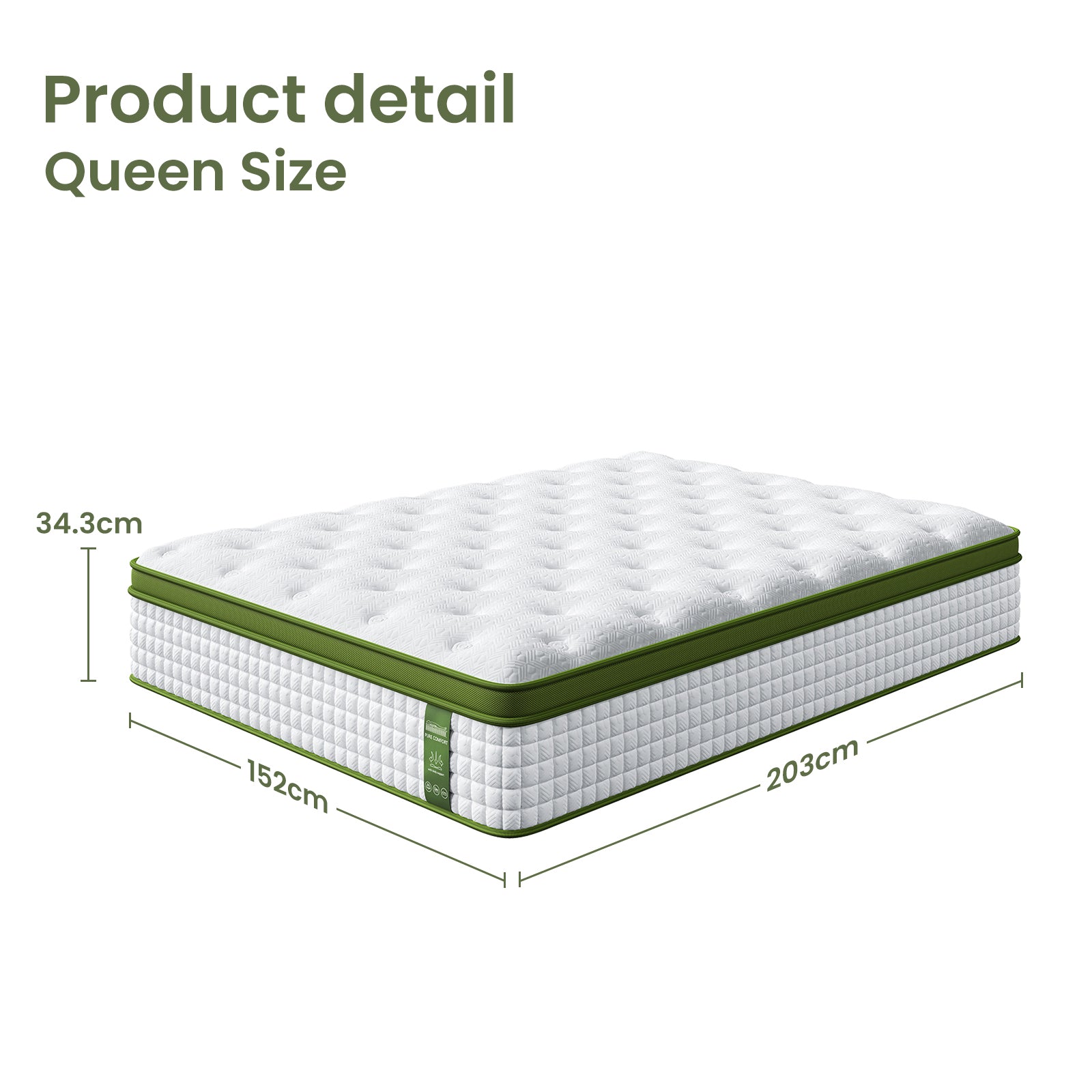 Artiss BedStory Queen Bed Frame Mattress Set Platform Upholstered Hybrid Pocket Coil-Furniture > Bedroom > Beds &amp; Bed Frames-PEROZ Accessories