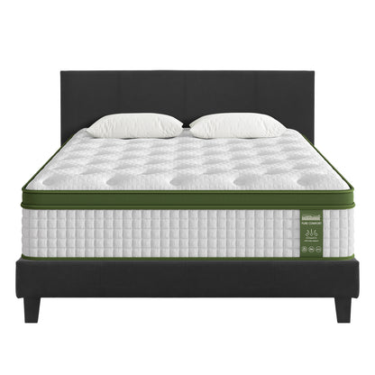 Artiss BedStory Queen Bed Frame Mattress Set Platform Upholstered Hybrid Pocket Coil-Furniture > Bedroom > Beds &amp; Bed Frames-PEROZ Accessories