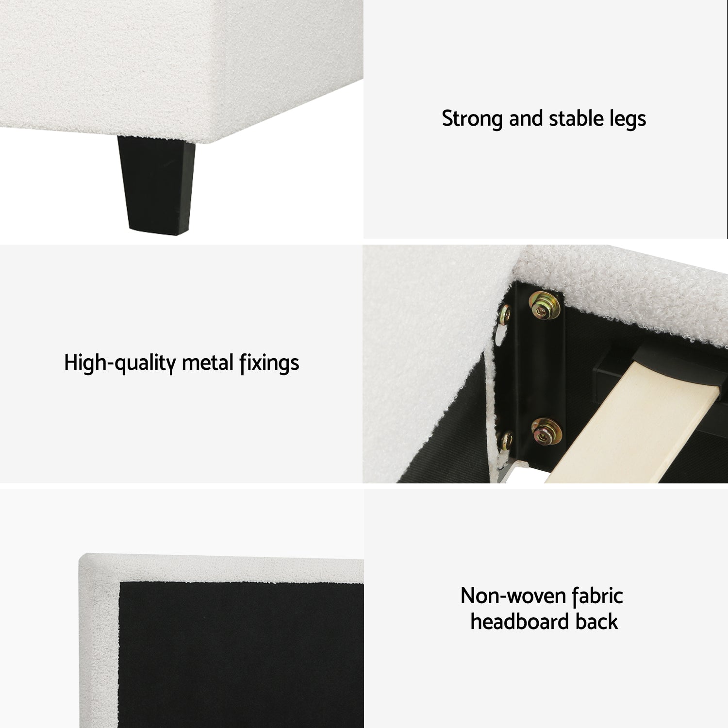 Artiss Single Bed Frame with Hybrid Mattress Set 30cm Medium Firm Platform Headboard Boucle Upholstered Pocket Coil for Pressure Relief-Furniture > Bedroom > Beds &amp; Bed Frames-PEROZ Accessories