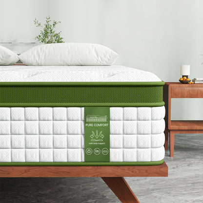Artiss Single Bed Frame with Hybrid Mattress Set 30cm Medium Firm Platform Headboard Boucle Upholstered Pocket Coil for Pressure Relief-Furniture > Bedroom > Beds &amp; Bed Frames-PEROZ Accessories