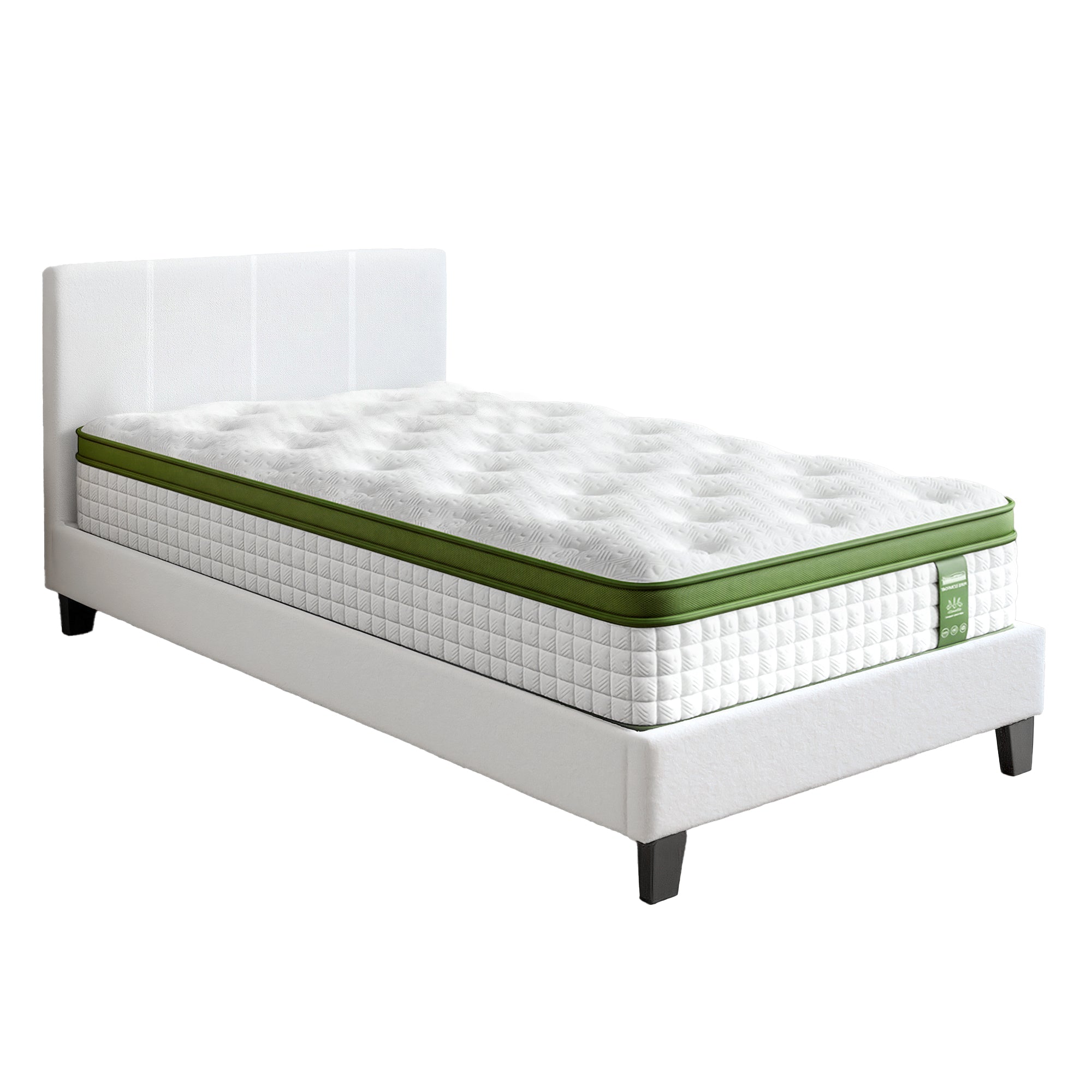 Artiss Single Bed Frame with Hybrid Mattress Set 30cm Medium Firm Platform Headboard Boucle Upholstered Pocket Coil for Pressure Relief-Furniture > Bedroom > Beds &amp; Bed Frames-PEROZ Accessories