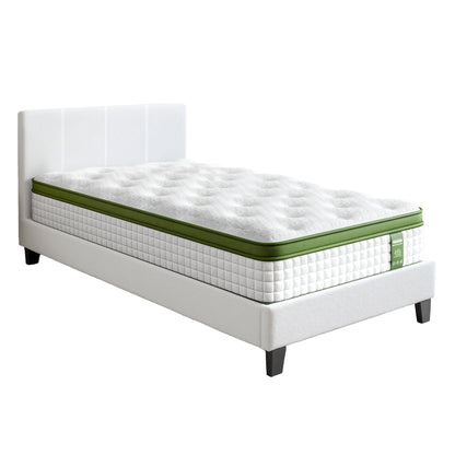 Artiss Single Bed Frame with Hybrid Mattress Set 30cm Medium Firm Platform Headboard Boucle Upholstered Pocket Coil for Pressure Relief-Furniture > Bedroom > Beds &amp; Bed Frames-PEROZ Accessories