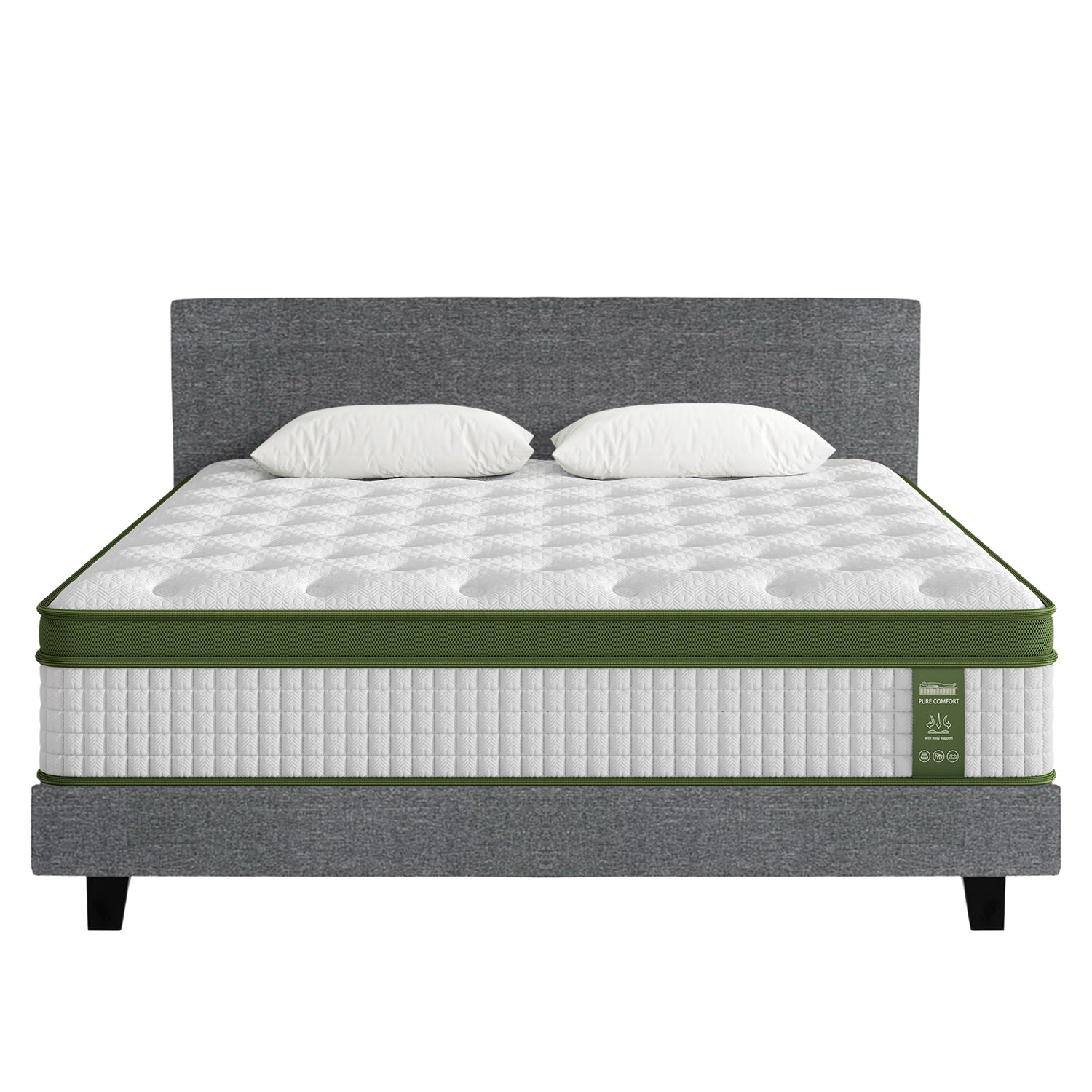 Artiss BedStory King Bed Frame Set With Hybrid Mattress Medium Firm Linen Grey-Furniture > Bedroom > Beds &amp; Bed Frames-PEROZ Accessories