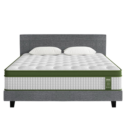 Artiss BedStory King Bed Frame Set With Hybrid Mattress Medium Firm Linen Grey-Furniture > Bedroom > Beds &amp; Bed Frames-PEROZ Accessories