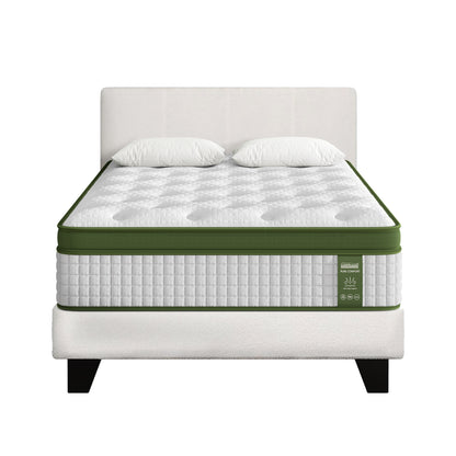 Artiss King Single Bed Set with BedStory Hybrid Mattress Upholstered Platform White Boucle Fabric-Furniture > Bedroom > Beds &amp; Bed Frames-PEROZ Accessories