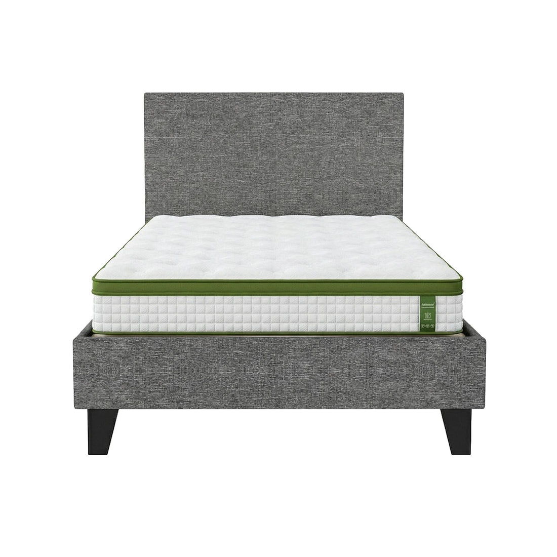 Artiss BedStory Single Bed Frame and Mattress Set, 30cm Hybrid Cooling Gel Mattress with Grey Upholstered Wooden Platform Base, Modern Bedroom Furniture Bundle-Furniture > Bedroom > Beds &amp; Bed Frames-PEROZ Accessories