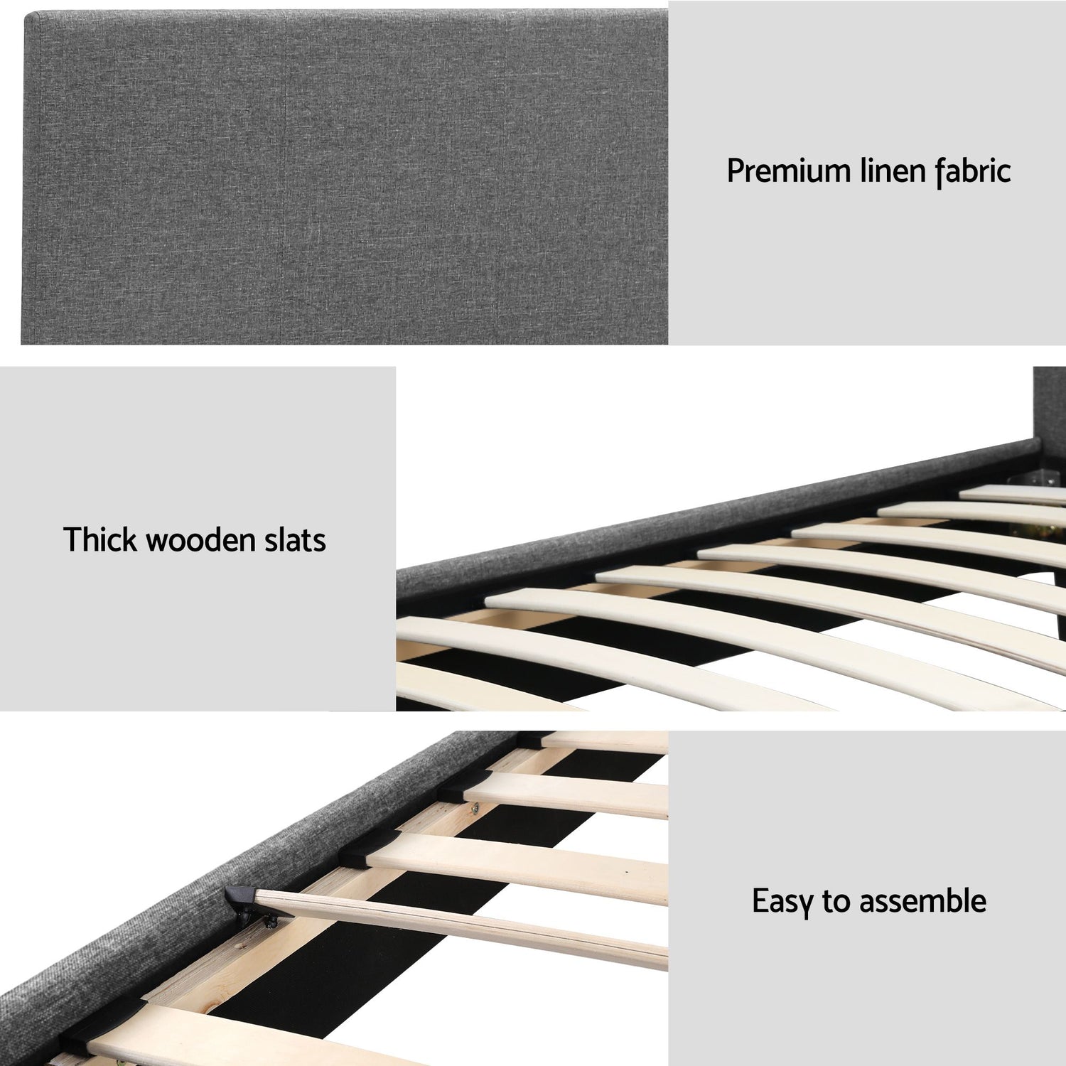 Artiss BedStory Single Bed Frame and Mattress Set, 30cm Hybrid Cooling Gel Mattress with Grey Upholstered Wooden Platform Base, Modern Bedroom Furniture Bundle