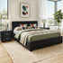 Artiss Gas Lift Queen Bed Frame and Bedside Table Set Leather Black-Furniture > Bedroom > Beds & Bed Frames-PEROZ Accessories