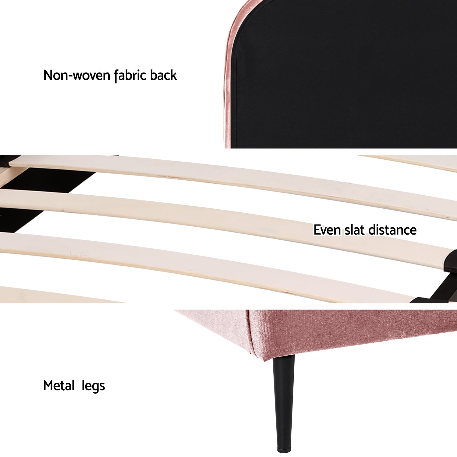 Artiss King Single Storage Bed Frame Velvet with Bedside Table Pink-Furniture > Bedroom > Beds &amp; Bed Frames-PEROZ Accessories