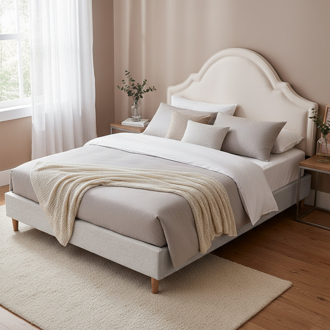 Artiss Queen Bed Frame with Storage Scalloped Velvet Headboard Wooden Platform Base-Furniture > Bedroom > Beds &amp; Bed Frames-PEROZ Accessories