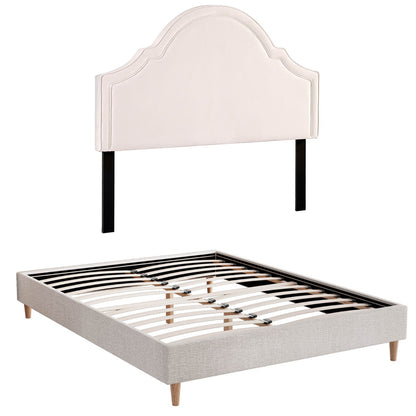 Artiss Queen Bed Frame with Storage Scalloped Velvet Headboard Wooden Platform Base-Furniture > Bedroom > Beds &amp; Bed Frames-PEROZ Accessories