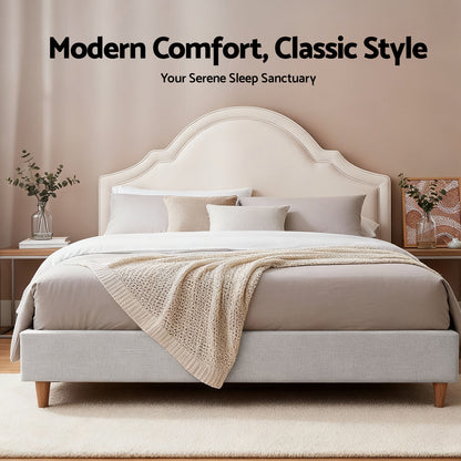 Artiss Queen Bed Frame with Storage Scalloped Velvet Headboard Wooden Platform Base-Furniture > Bedroom > Beds &amp; Bed Frames-PEROZ Accessories