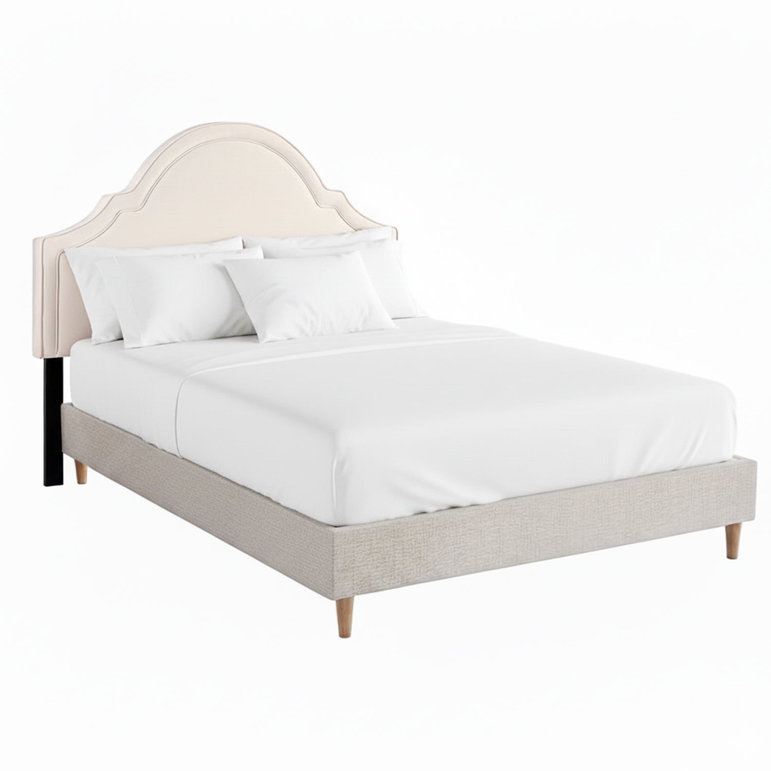 Artiss Queen Bed Frame with Storage Scalloped Velvet Headboard Wooden Platform Base-Furniture > Bedroom > Beds &amp; Bed Frames-PEROZ Accessories
